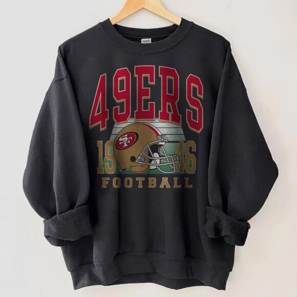 Gildan Tops - Vintage 90s Style San Francisco 49ers Football Sweatshirt Gift For Fan Sport BLK